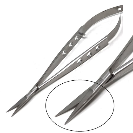 A2Z Scilab Castroviejo Micro Scissors 7" Straight, Fenestrated Flat Handle A2Z-ZR537